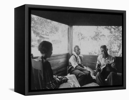 Zora Neale Hurston, Rochelle French, and Gabriel Brown, in Eatonville, Florida Recording, 1935-null-Framed Stretched Canvas