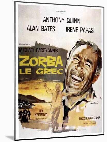 Zorba the Greek, (AKA Zorba Le Grec), Anthony Quinn on French Poster Art, 1964-null-Mounted Art Print