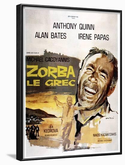 Zorba the Greek, (AKA Zorba Le Grec), Anthony Quinn on French Poster Art, 1964-null-Framed Art Print