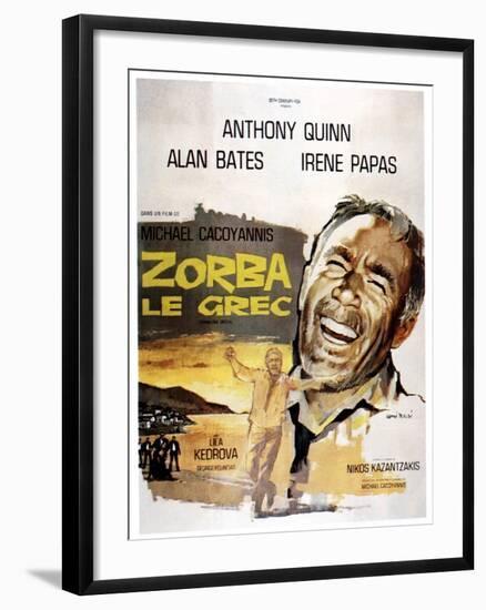 Zorba the Greek, (AKA Zorba Le Grec), Anthony Quinn on French Poster Art, 1964-null-Framed Art Print
