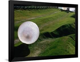 Zorbs People Moving Inside Balls on Lawn, Rotorua, New Zealand-John Banagan-Framed Photographic Print