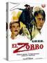 Zorro, (AKA El Zorro), Right: Alain Delon on Spanish Poster Art, 1975.-null-Stretched Canvas