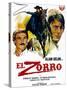 Zorro, (AKA El Zorro), Right: Alain Delon on Spanish Poster Art, 1975.-null-Stretched Canvas