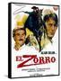 Zorro, (AKA El Zorro), Right: Alain Delon on Spanish Poster Art, 1975.-null-Framed Stretched Canvas