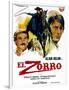 Zorro, (AKA El Zorro), Right: Alain Delon on Spanish Poster Art, 1975.-null-Framed Art Print