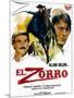 Zorro, (AKA El Zorro), Right: Alain Delon on Spanish Poster Art, 1975.-null-Mounted Art Print