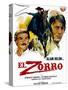 Zorro, (AKA El Zorro), Right: Alain Delon on Spanish Poster Art, 1975.-null-Stretched Canvas
