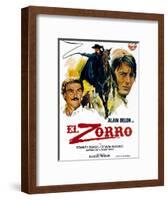 Zorro, (AKA El Zorro), Right: Alain Delon on Spanish Poster Art, 1975.-null-Framed Art Print