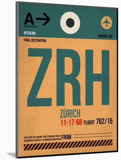 ZRH Zurich Luggage Tag 1-NaxArt-Mounted Premium Giclee Print