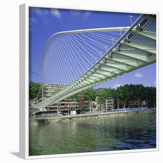 Zubizuri Curved Pedestrian Bridge Over Bilbao River, Bilbao, Pais Vasco (Vizcaya), Spain, Europe-Christopher Rennie-Framed Photographic Print