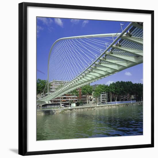 Zubizuri Curved Pedestrian Bridge Over Bilbao River, Bilbao, Pais Vasco (Vizcaya), Spain, Europe-Christopher Rennie-Framed Photographic Print