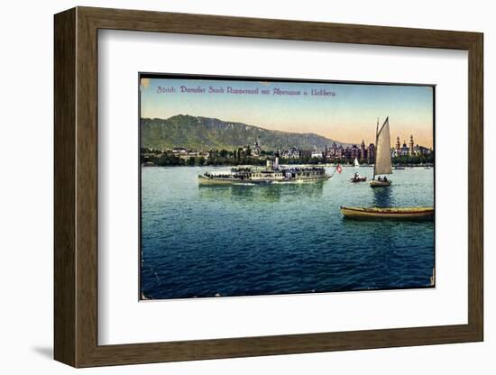 Zürich, Dampfer Stadt Rapperswil Mit Alpenquai, Berg-null-Framed Photographic Print