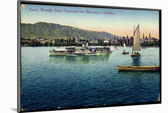 Zürich, Dampfer Stadt Rapperswil Mit Alpenquai, Berg-null-Mounted Photographic Print