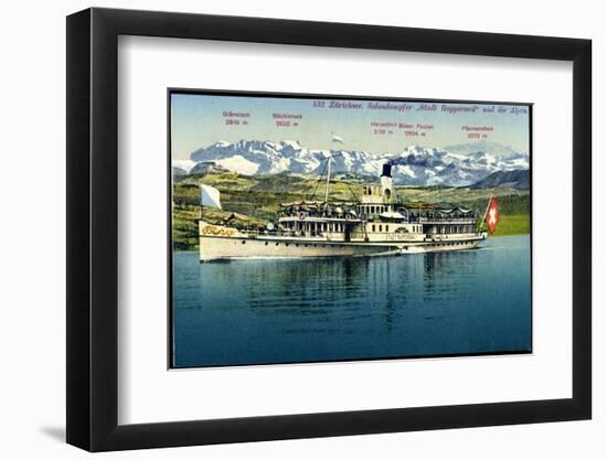 Zürichsee, Salondampfer Stadt Rapperswil, Alpen-null-Framed Photographic Print