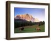 Zugspitze and Barns at Dusk, Wetterstein, Austrian Alps, Austria, Europe-Jochen Schlenker-Framed Premium Photographic Print