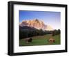 Zugspitze and Barns at Dusk, Wetterstein, Austrian Alps, Austria, Europe-Jochen Schlenker-Framed Photographic Print