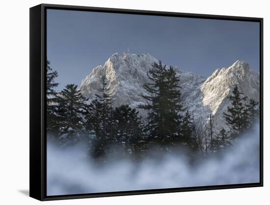 Zugspitze, Lake Eibsee, Werdenfelser Land, Garmisch-Partenkirchen, Bavaria Germany-Martin Zwick-Framed Stretched Canvas