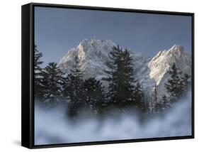 Zugspitze, Lake Eibsee, Werdenfelser Land, Garmisch-Partenkirchen, Bavaria Germany-Martin Zwick-Framed Stretched Canvas