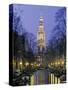Zuiderkerkand Canal at Night, Amsterdam, Holland-Jon Arnold-Stretched Canvas