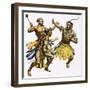 Zulu Chief Shaka Being Attacked-James Edwin Mcconnell-Framed Giclee Print