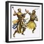 Zulu Chief Shaka Being Attacked-James Edwin Mcconnell-Framed Giclee Print