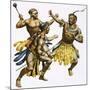 Zulu Chief Shaka Being Attacked-James Edwin Mcconnell-Mounted Giclee Print