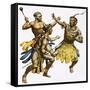 Zulu Chief Shaka Being Attacked-James Edwin Mcconnell-Framed Stretched Canvas