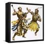 Zulu Chief Shaka Being Attacked-James Edwin Mcconnell-Framed Stretched Canvas