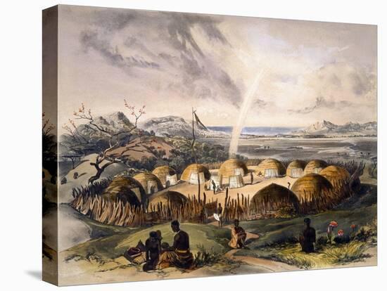 Zulu Kraal Near Umlazi in Natal-George French Angas-Stretched Canvas