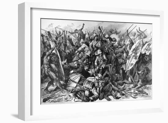 Zulu War At Bay the Battle of Isandula (Isandhlwana)-null-Framed Art Print