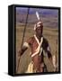 Zulu Warrior in Traditional Dress with Fighting Spear-John Warburton-lee-Framed Stretched Canvas