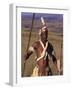 Zulu Warrior in Traditional Dress with Fighting Spear-John Warburton-lee-Framed Photographic Print