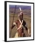 Zulu Warrior in Traditional Dress with Fighting Spear-John Warburton-lee-Framed Photographic Print