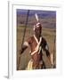 Zulu Warrior in Traditional Dress with Fighting Spear-John Warburton-lee-Framed Photographic Print