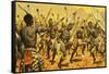 Zulu Warriors Being Forced by Shaka to Dance on Thorny Ground-James Edwin Mcconnell-Framed Stretched Canvas