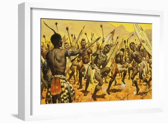 Zulu Warriors Being Forced by Shaka to Dance on Thorny Ground-James Edwin Mcconnell-Framed Giclee Print
