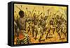 Zulu Warriors Being Forced by Shaka to Dance on Thorny Ground-James Edwin Mcconnell-Framed Stretched Canvas