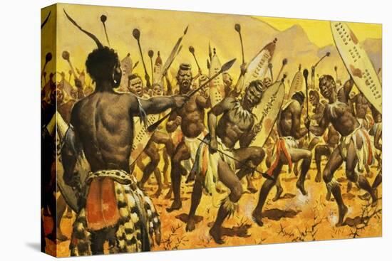 Zulu Warriors Being Forced by Shaka to Dance on Thorny Ground-James Edwin Mcconnell-Stretched Canvas