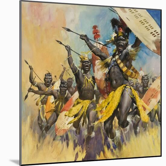 Zulu Warriors-McConnell-Mounted Giclee Print