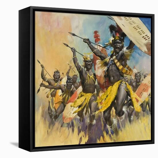 Zulu Warriors-McConnell-Framed Stretched Canvas