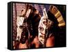 Zulu Zebra Masked Dancers, South Africa-Claudia Adams-Framed Stretched Canvas