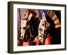 Zulu Zebra Masked Dancers, South Africa-Claudia Adams-Framed Photographic Print