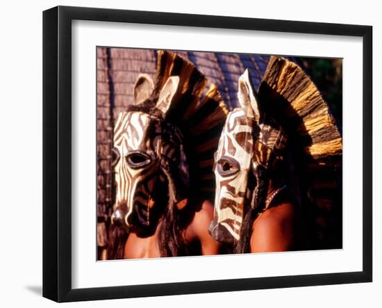 Zulu Zebra Masked Dancers, South Africa-Claudia Adams-Framed Photographic Print