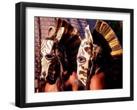 Zulu Zebra Masked Dancers, South Africa-Claudia Adams-Framed Photographic Print