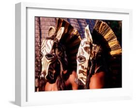 Zulu Zebra Masked Dancers, South Africa-Claudia Adams-Framed Photographic Print