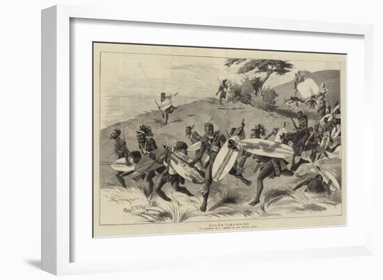 Zulus Charging-Charles Edwin Fripp-Framed Giclee Print