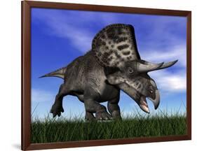 Zuniceratops Dinosaur Running in the Grass-null-Framed Art Print