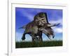 Zuniceratops Dinosaur Running in the Grass-null-Framed Art Print