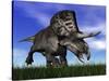 Zuniceratops Dinosaur Running in the Grass-null-Stretched Canvas