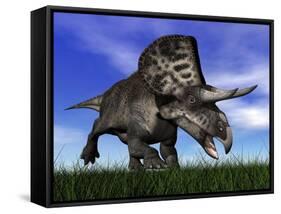 Zuniceratops Dinosaur Running in the Grass-null-Framed Stretched Canvas